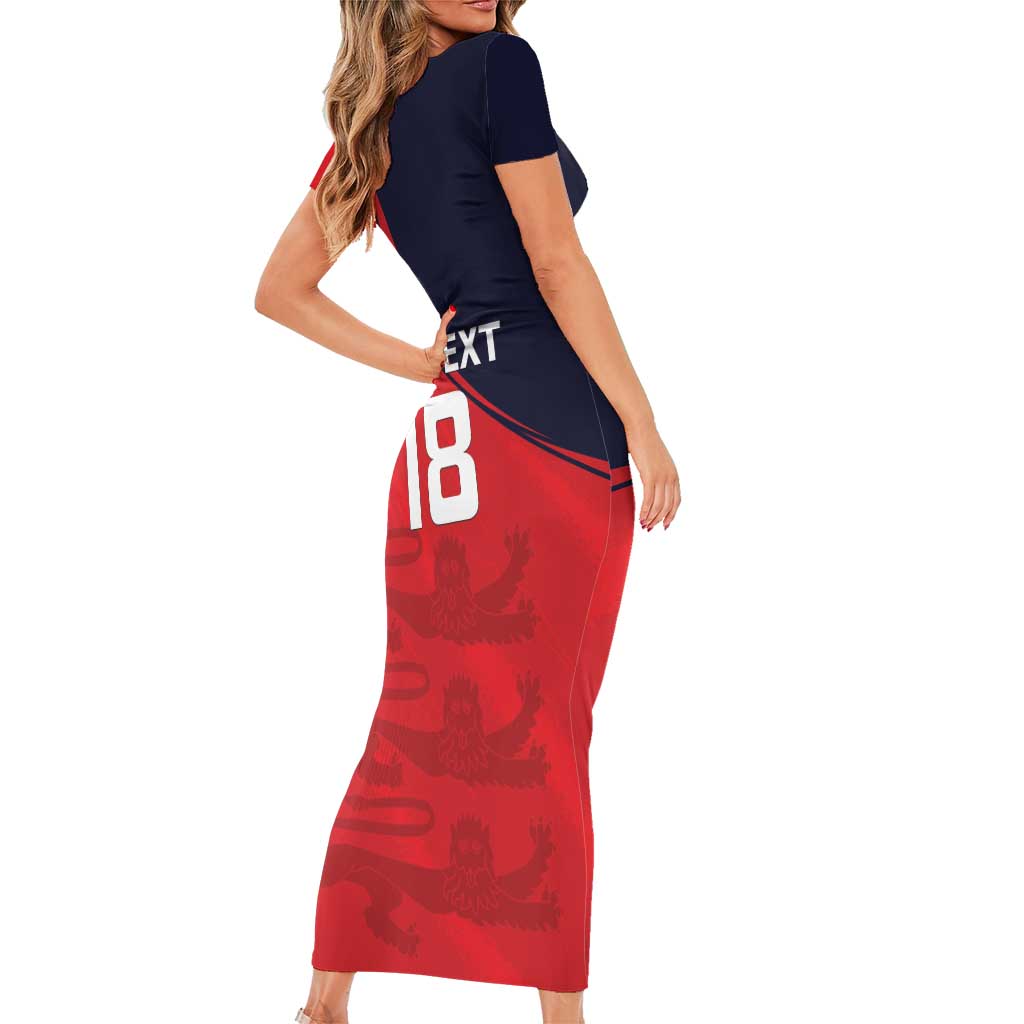 Custom Bailiwick of Jersey Cricket Family Matching Short Sleeve Bodycon Dress and Hawaiian Shirt Jer Lions Champion Red Version - Wonder Print Shop
