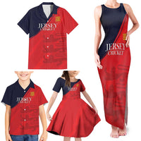 Custom Bailiwick of Jersey Cricket Family Matching Tank Maxi Dress and Hawaiian Shirt Jer Lions Champion Red Version - Wonder Print Shop