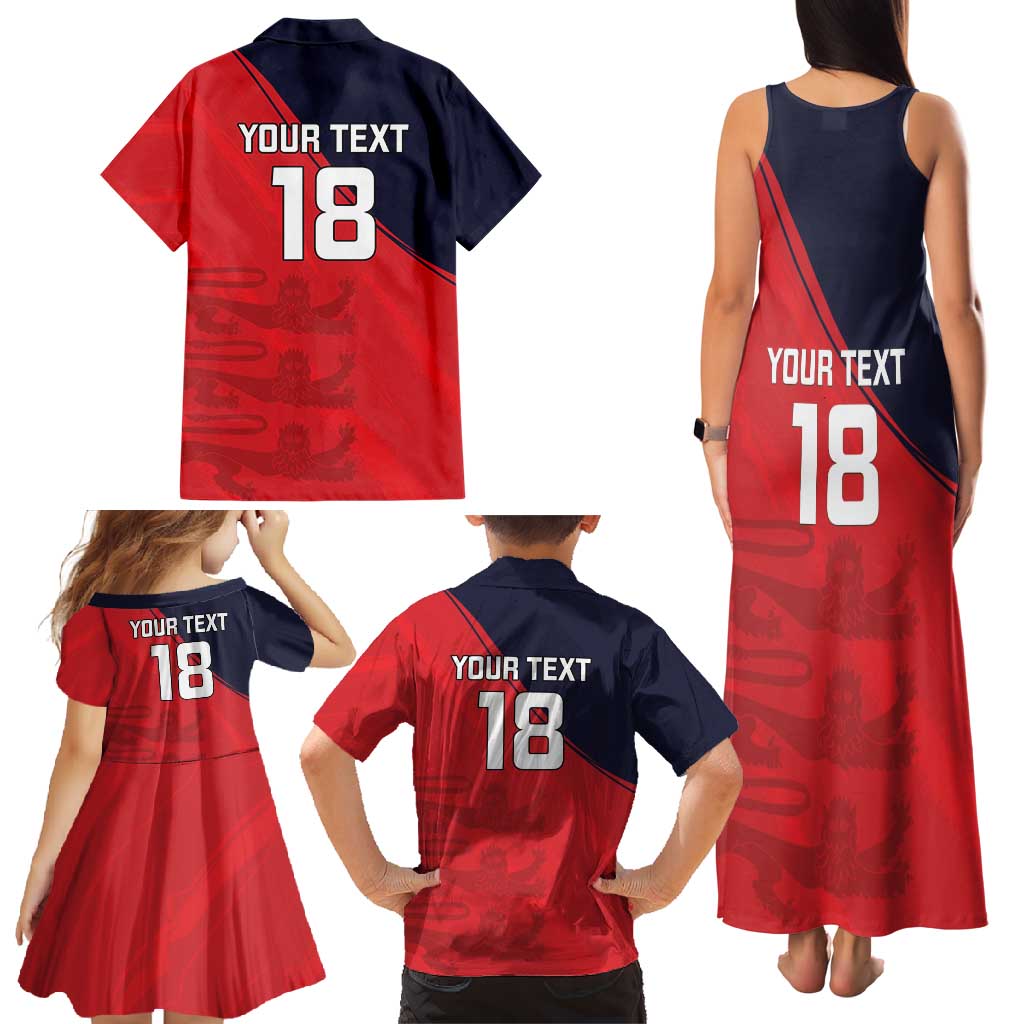 Custom Bailiwick of Jersey Cricket Family Matching Tank Maxi Dress and Hawaiian Shirt Jer Lions Champion Red Version - Wonder Print Shop