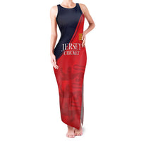 Custom Bailiwick of Jersey Cricket Family Matching Tank Maxi Dress and Hawaiian Shirt Jer Lions Champion Red Version - Wonder Print Shop