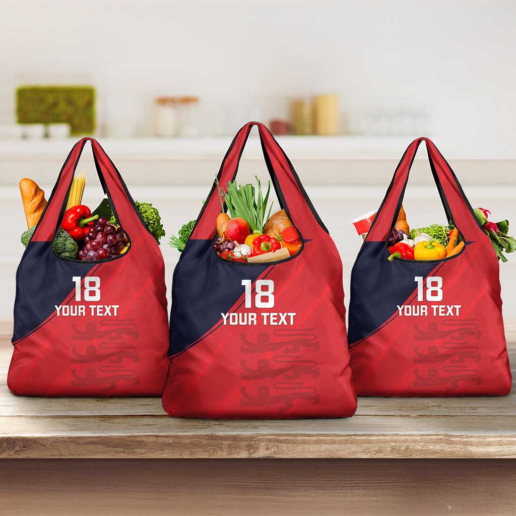 Custom Bailiwick of Jersey Cricket Grocery Bag Jer Lions Champion Red Version - Wonder Print Shop
