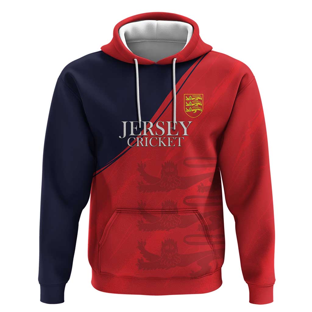 Custom Bailiwick of Jersey Cricket Hoodie Jer Lions Champion Red Version - Wonder Print Shop