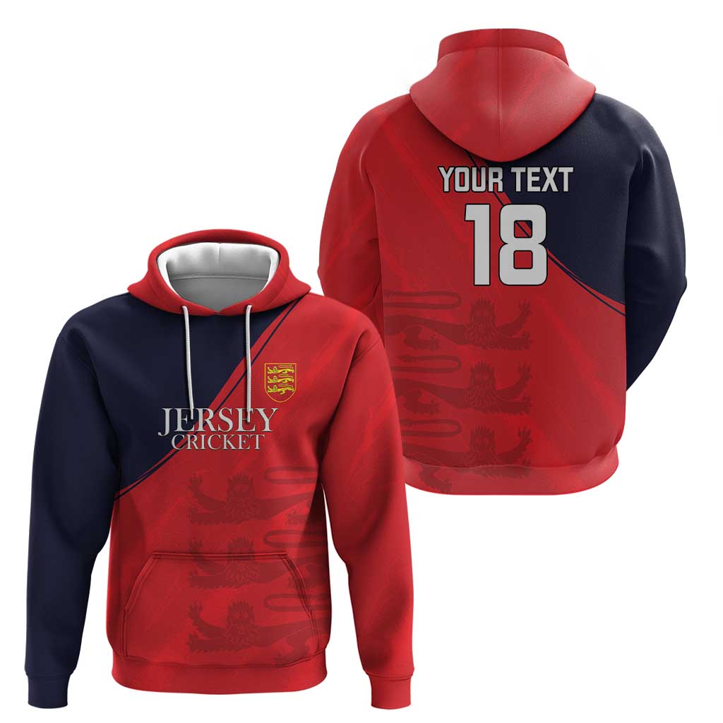 Custom Bailiwick of Jersey Cricket Hoodie Jer Lions Champion Red Version - Wonder Print Shop