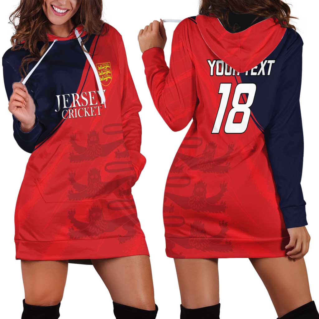 Custom Bailiwick of Jersey Cricket Hoodie Dress Jer Lions Champion Red Version - Wonder Print Shop