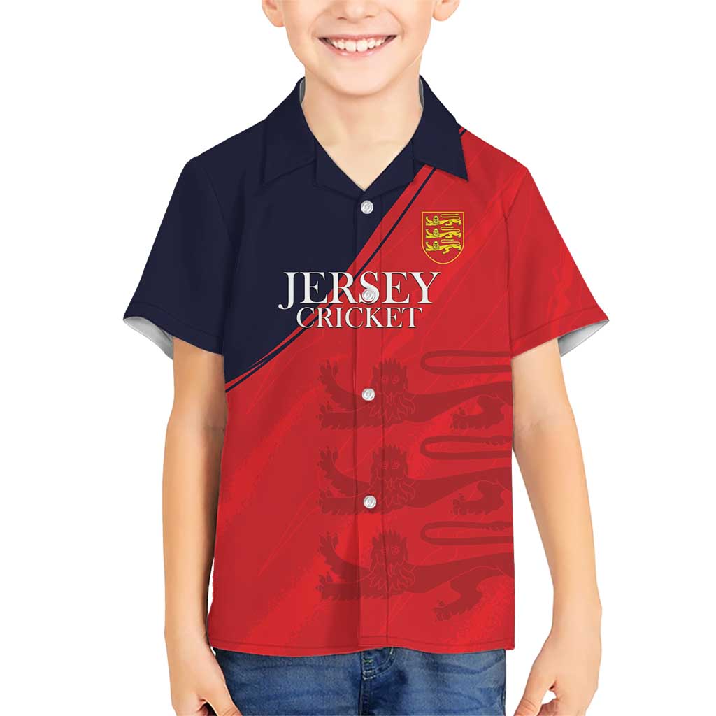 Custom Bailiwick of Jersey Cricket Kid Hawaiian Shirt Jer Lions Champion Red Version - Wonder Print Shop
