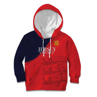 Custom Bailiwick of Jersey Cricket Kid Hoodie Jer Lions Champion Red Version - Wonder Print Shop