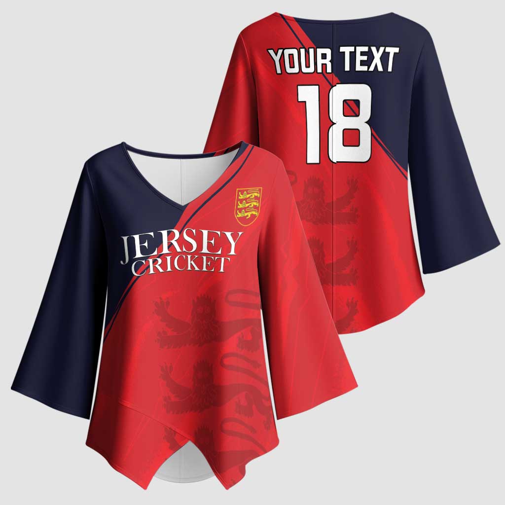 Custom Bailiwick of Jersey Cricket Kimono Sleeve Blouse Jer Lions Champion Red Version - Wonder Print Shop