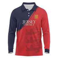 Custom Bailiwick of Jersey Cricket Long Sleeve Polo Shirt Jer Lions Champion Red Version - Wonder Print Shop