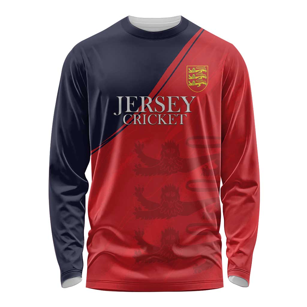 Custom Bailiwick of Jersey Cricket Long Sleeve Shirt Jer Lions Champion Red Version - Wonder Print Shop