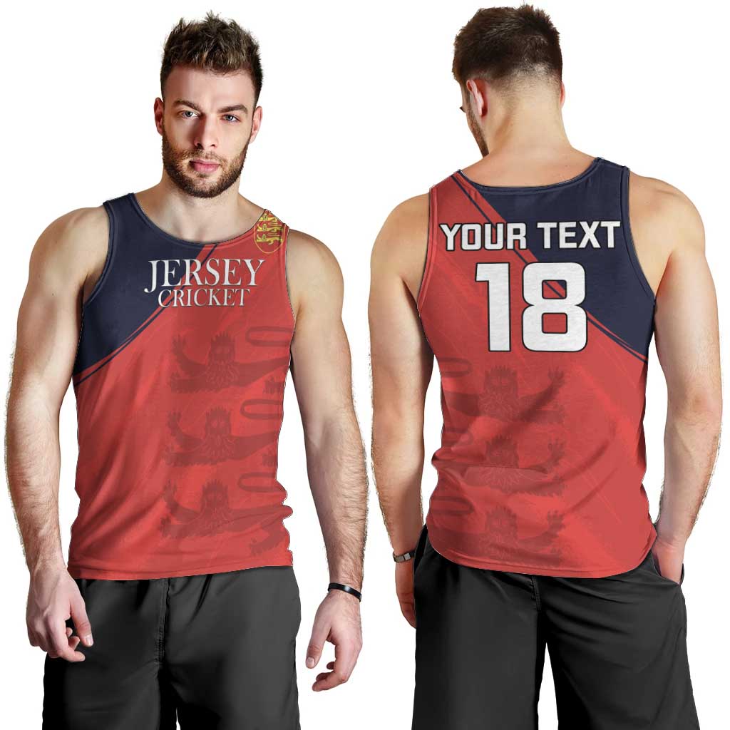 Custom Bailiwick of Jersey Cricket Men Tank Top Jer Lions Champion Red Version - Wonder Print Shop