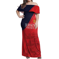 Custom Bailiwick of Jersey Cricket Off Shoulder Maxi Dress Jer Lions Champion Red Version - Wonder Print Shop