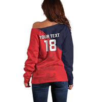 Custom Bailiwick of Jersey Cricket Off Shoulder Sweater Jer Lions Champion Red Version - Wonder Print Shop