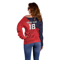Custom Bailiwick of Jersey Cricket Off Shoulder Sweater Jer Lions Champion Red Version - Wonder Print Shop