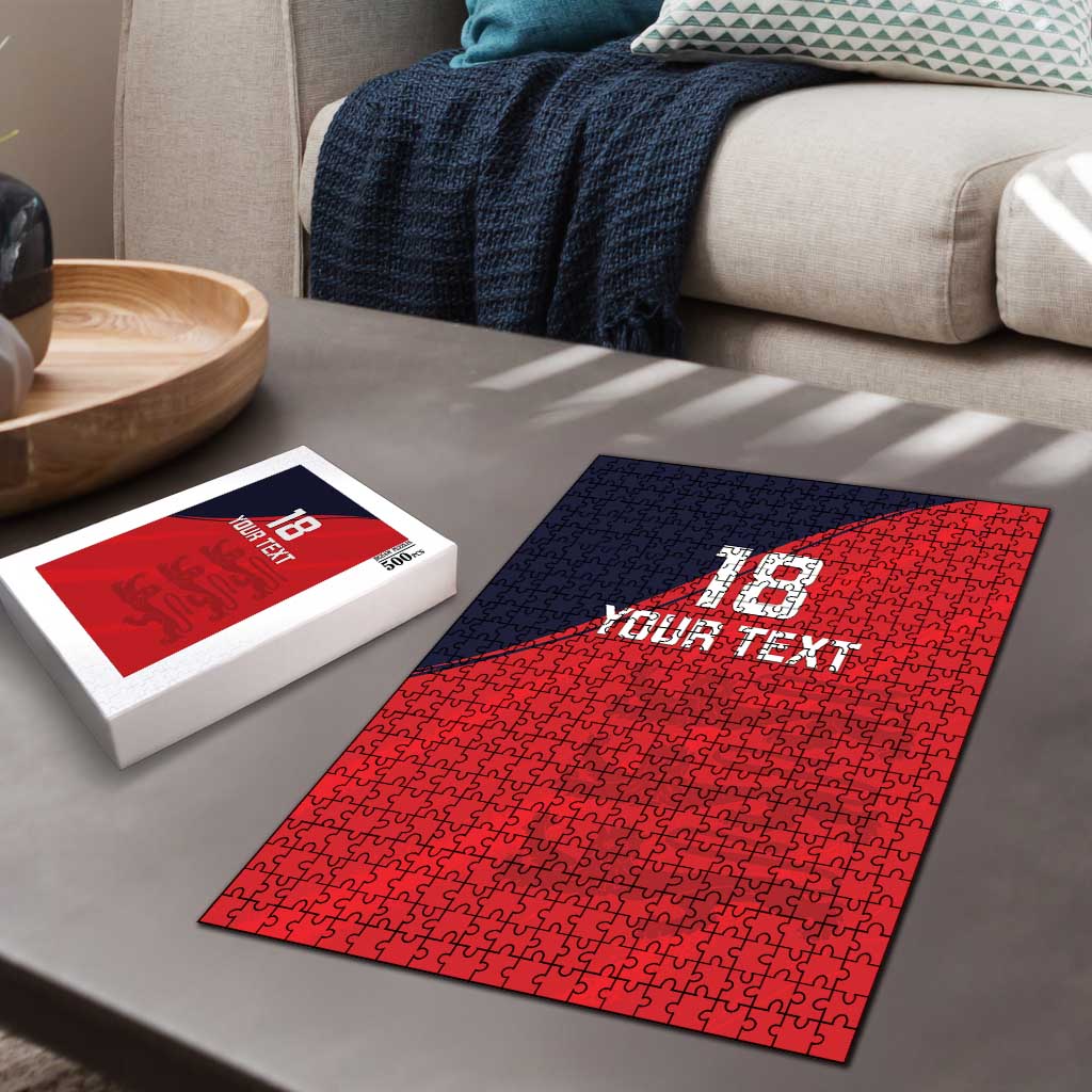 Custom Bailiwick of Jersey Cricket Puzzle Jer Lions Champion Red Version - Wonder Print Shop