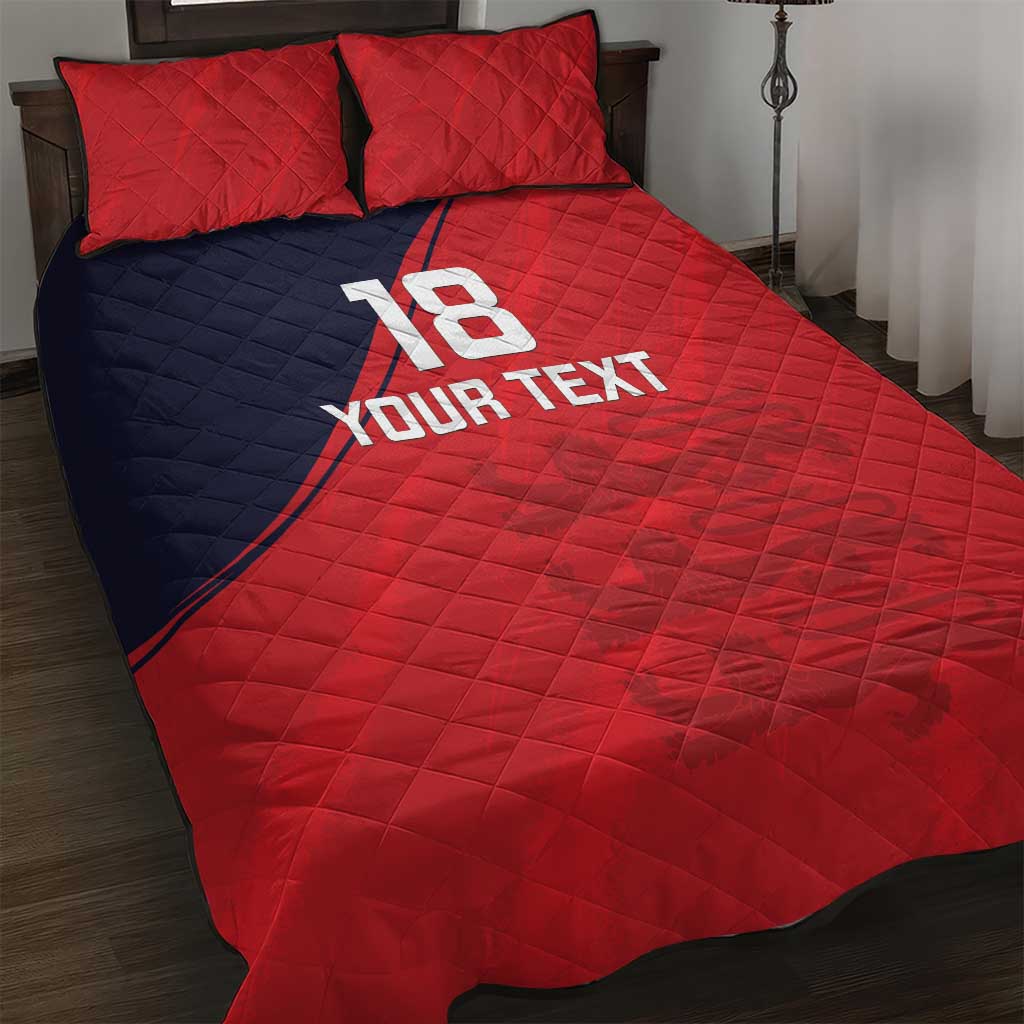 Custom Bailiwick of Jersey Cricket Quilt Bed Set Jer Lions Champion Red Version - Wonder Print Shop