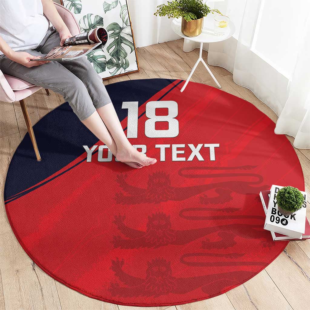 Custom Bailiwick of Jersey Cricket Round Carpet Jer Lions Champion Red Version - Wonder Print Shop