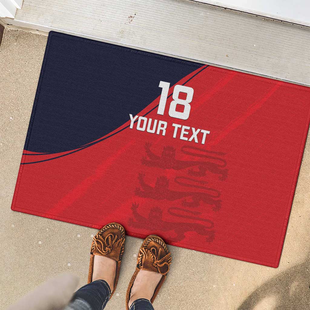 Custom Bailiwick of Jersey Cricket Rubber Doormat Jer Lions Champion Red Version - Wonder Print Shop