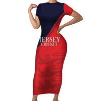 Custom Bailiwick of Jersey Cricket Short Sleeve Bodycon Dress Jer Lions Champion Red Version - Wonder Print Shop
