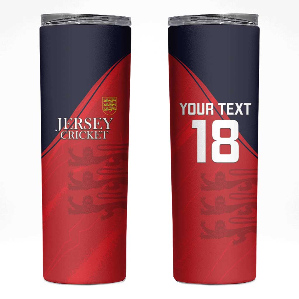 Custom Bailiwick of Jersey Cricket Skinny Tumbler Jer Lions Champion Red Version - Wonder Print Shop