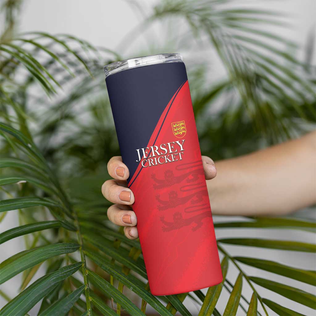Custom Bailiwick of Jersey Cricket Skinny Tumbler Jer Lions Champion Red Version - Wonder Print Shop