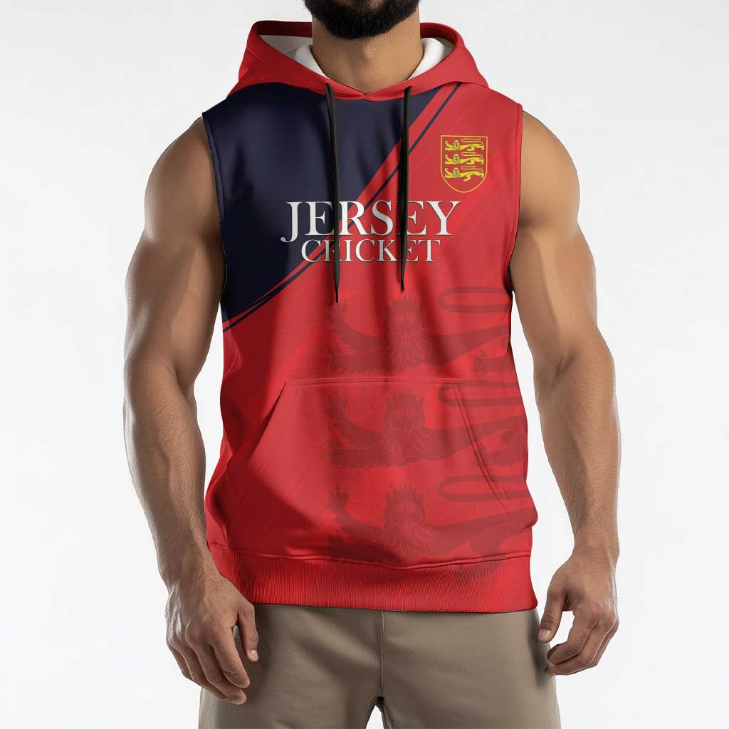 Custom Bailiwick of Jersey Cricket Sleeveless Hoodie Jer Lions Champion Red Version - Wonder Print Shop