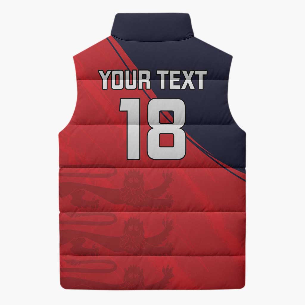 Custom Bailiwick of Jersey Cricket Sleeveless Puffer Jacket Jer Lions Champion Red Version - Wonder Print Shop
