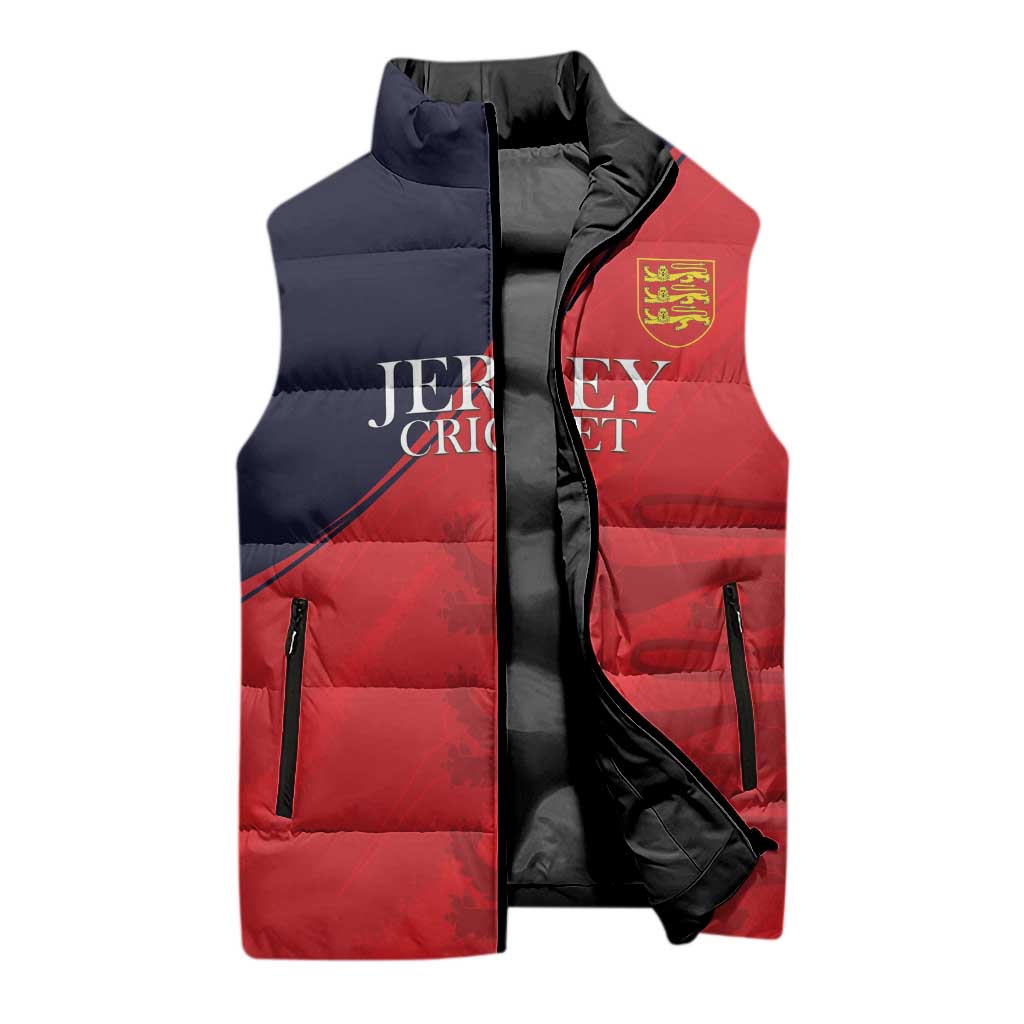 Custom Bailiwick of Jersey Cricket Sleeveless Puffer Jacket Jer Lions Champion Red Version - Wonder Print Shop