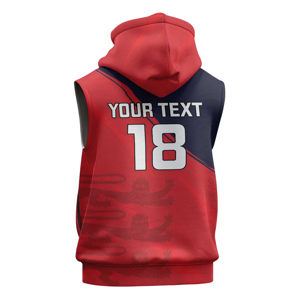 Custom Bailiwick of Jersey Cricket Sleeveless Zip Hoodie Jer Lions Champion Red Version - Wonder Print Shop