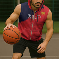Custom Bailiwick of Jersey Cricket Sleeveless Zip Hoodie Jer Lions Champion Red Version - Wonder Print Shop