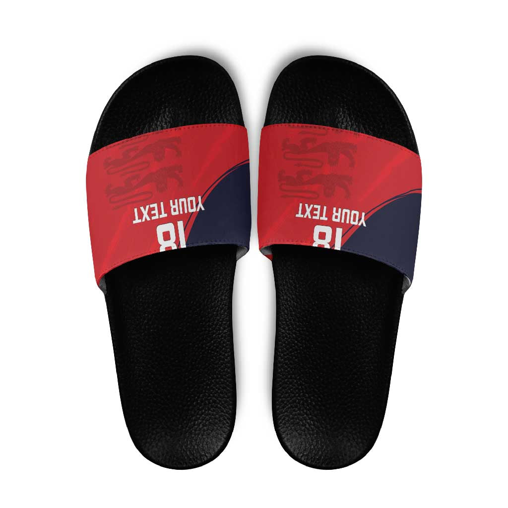 Custom Bailiwick of Jersey Cricket Slide Sandals Jer Lions Champion Red Version - Wonder Print Shop