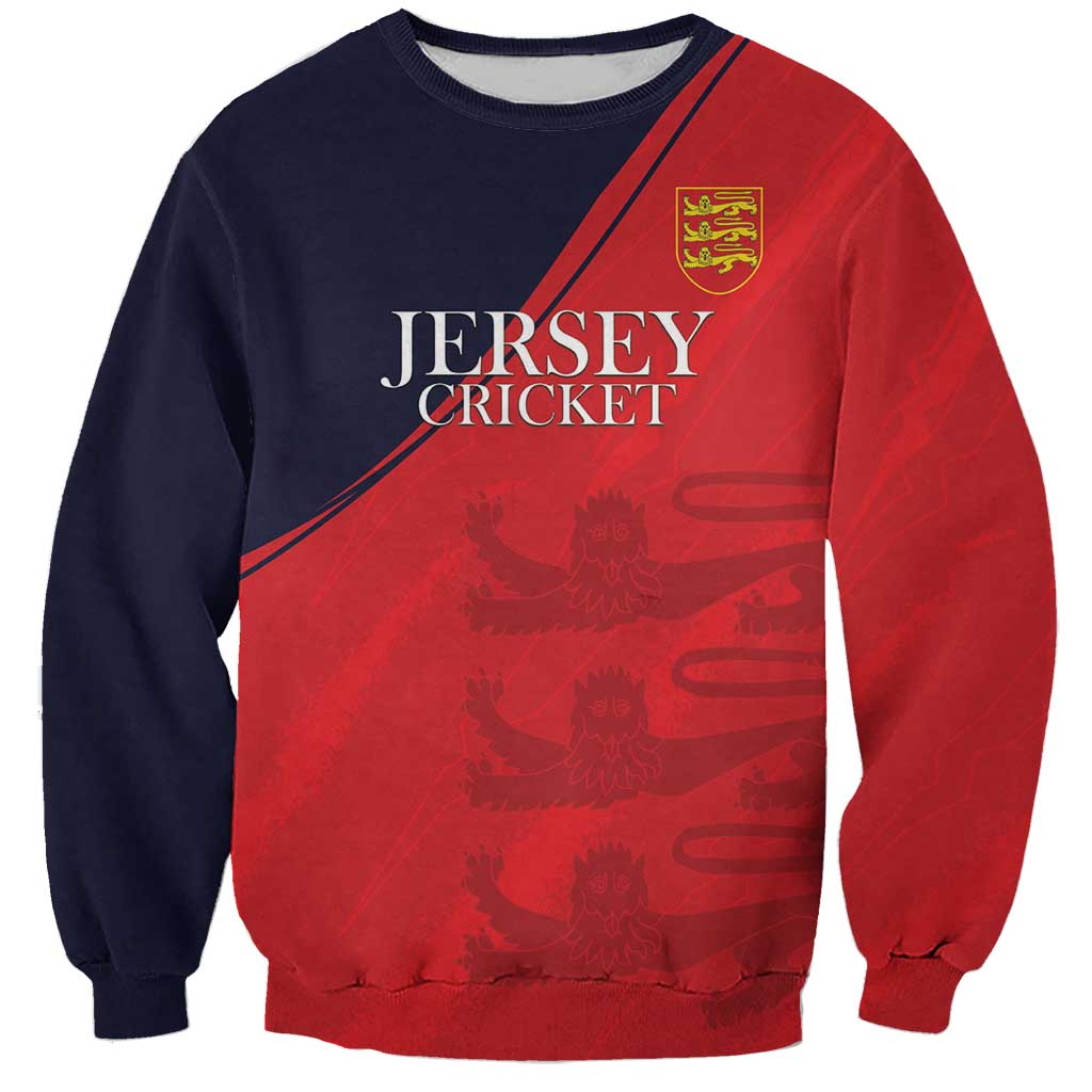 Custom Bailiwick of Jersey Cricket Sweatshirt Jer Lions Champion Red Version - Wonder Print Shop