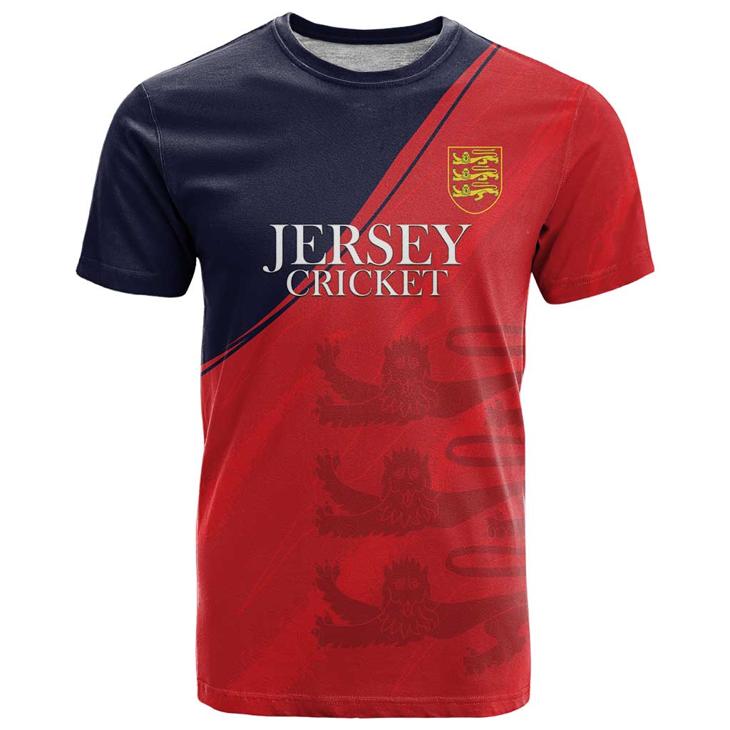 Custom Bailiwick of Jersey Cricket T Shirt Jer Lions Champion Red Version - Wonder Print Shop