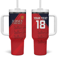 Custom Bailiwick of Jersey Cricket Tumbler With Handle Jer Lions Champion Red Version - Wonder Print Shop