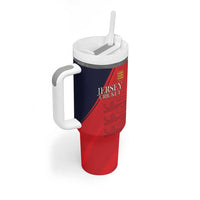 Custom Bailiwick of Jersey Cricket Tumbler With Handle Jer Lions Champion Red Version - Wonder Print Shop