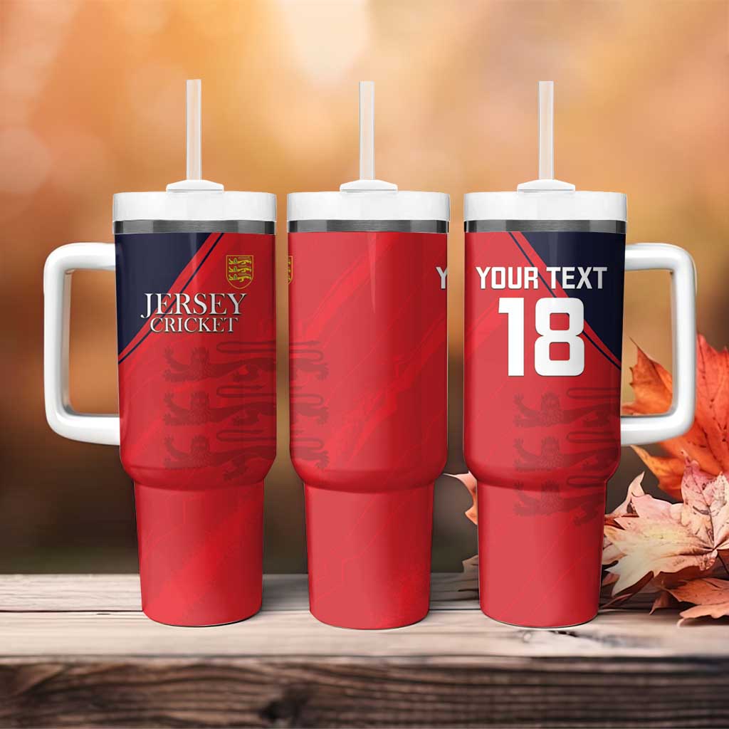 Custom Bailiwick of Jersey Cricket Tumbler With Handle Jer Lions Champion Red Version - Wonder Print Shop