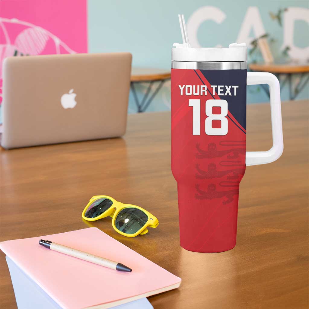 Custom Bailiwick of Jersey Cricket Tumbler With Handle Jer Lions Champion Red Version - Wonder Print Shop