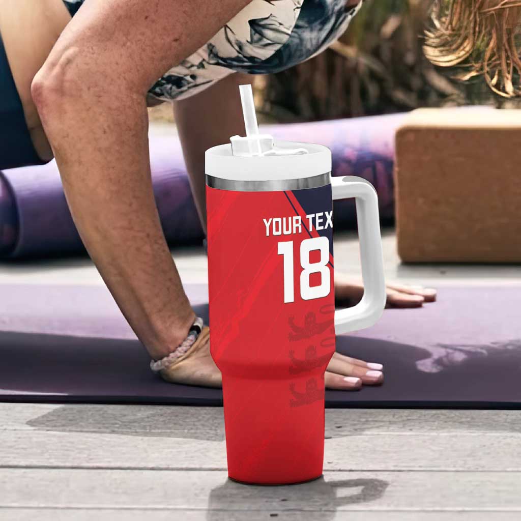 Custom Bailiwick of Jersey Cricket Tumbler With Handle Jer Lions Champion Red Version - Wonder Print Shop