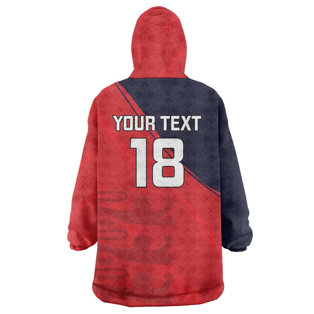 Custom Bailiwick of Jersey Cricket Wearable Blanket Hoodie Jer Lions Champion Red Version - Wonder Print Shop