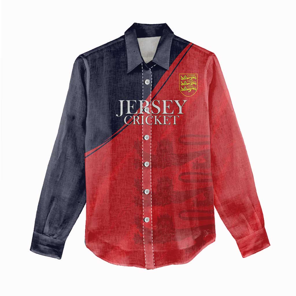 Custom Bailiwick of Jersey Cricket Women Casual Shirt Jer Lions Champion Red Version - Wonder Print Shop