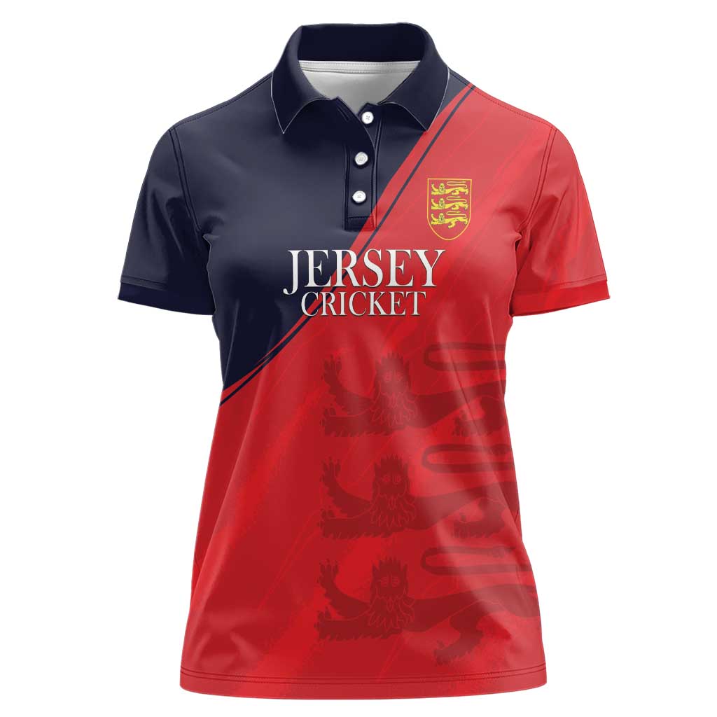Custom Bailiwick of Jersey Cricket Women Polo Shirt Jer Lions Champion Red Version - Wonder Print Shop