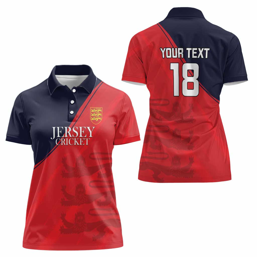 Custom Bailiwick of Jersey Cricket Women Polo Shirt Jer Lions Champion Red Version - Wonder Print Shop