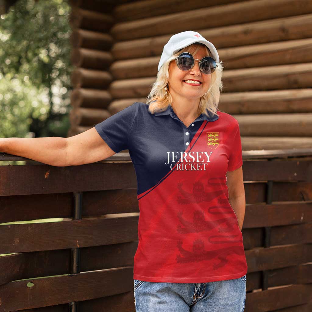 Custom Bailiwick of Jersey Cricket Women Polo Shirt Jer Lions Champion Red Version - Wonder Print Shop