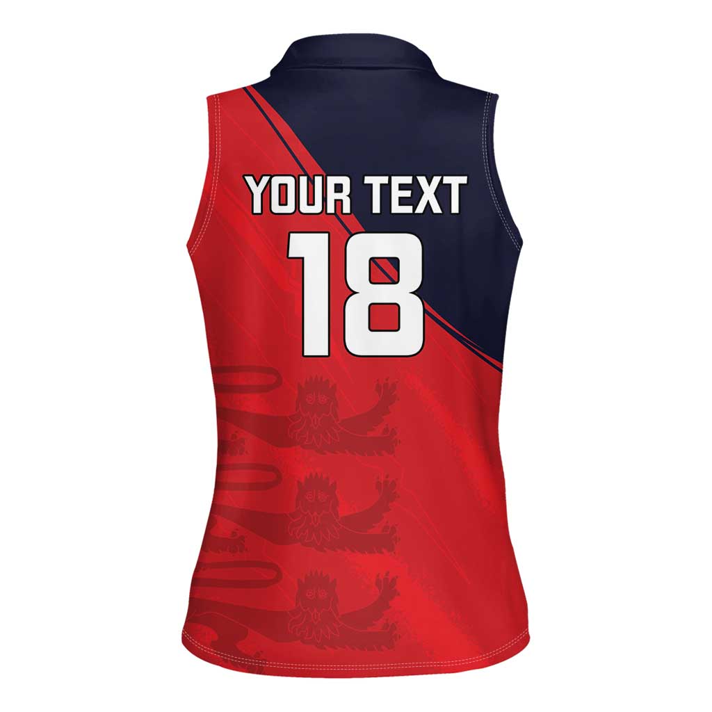 Custom Bailiwick of Jersey Cricket Women Sleeveless Polo Shirt Jer Lions Champion Red Version - Wonder Print Shop