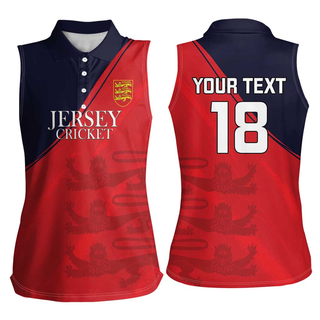 Custom Bailiwick of Jersey Cricket Women Sleeveless Polo Shirt Jer Lions Champion Red Version - Wonder Print Shop
