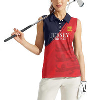 Custom Bailiwick of Jersey Cricket Women Sleeveless Polo Shirt Jer Lions Champion Red Version - Wonder Print Shop