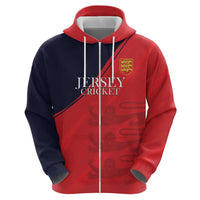 Custom Bailiwick of Jersey Cricket Zip Hoodie Jer Lions Champion Red Version - Wonder Print Shop