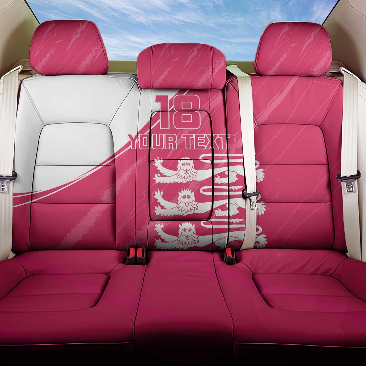 Custom Bailiwick of Jersey Cricket Back Car Seat Cover Jer Lions Champion Pink Version - Wonder Print Shop