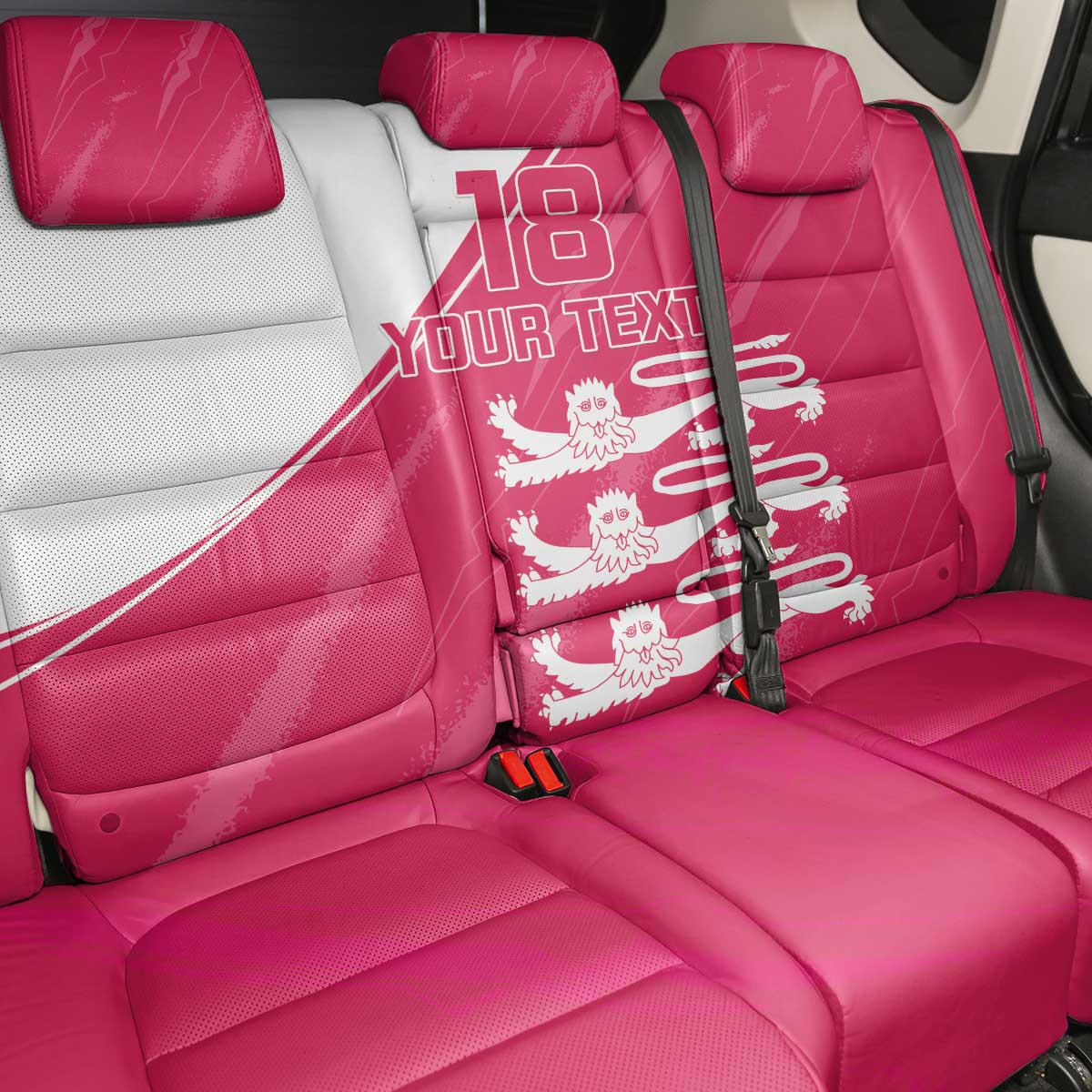 Custom Bailiwick of Jersey Cricket Back Car Seat Cover Jer Lions Champion Pink Version - Wonder Print Shop