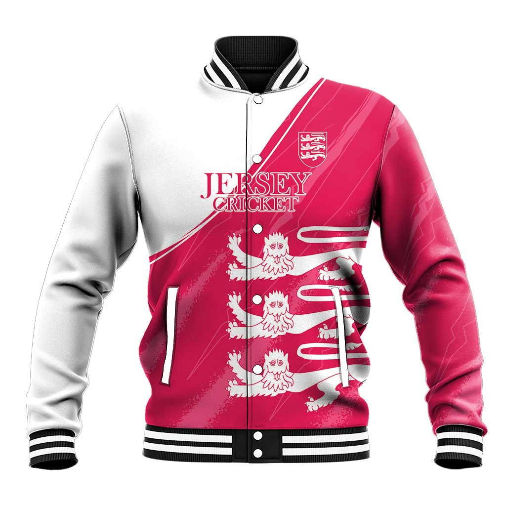 Custom Bailiwick of Jersey Cricket Baseball Jacket Jer Lions Champion Pink Version - Wonder Print Shop