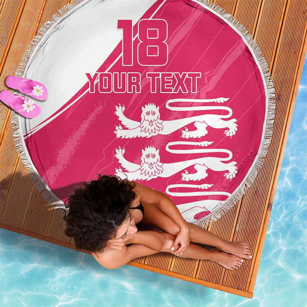 Custom Bailiwick of Jersey Cricket Beach Blanket Jer Lions Champion Pink Version - Wonder Print Shop